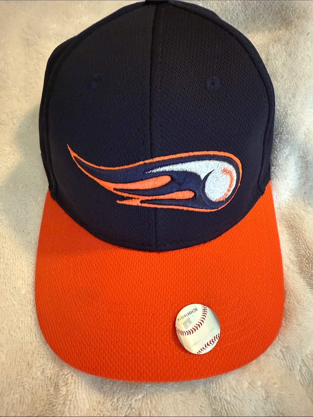 Hot Rods :  Navy and Orange Kids Baseball Cap with Flame Patch